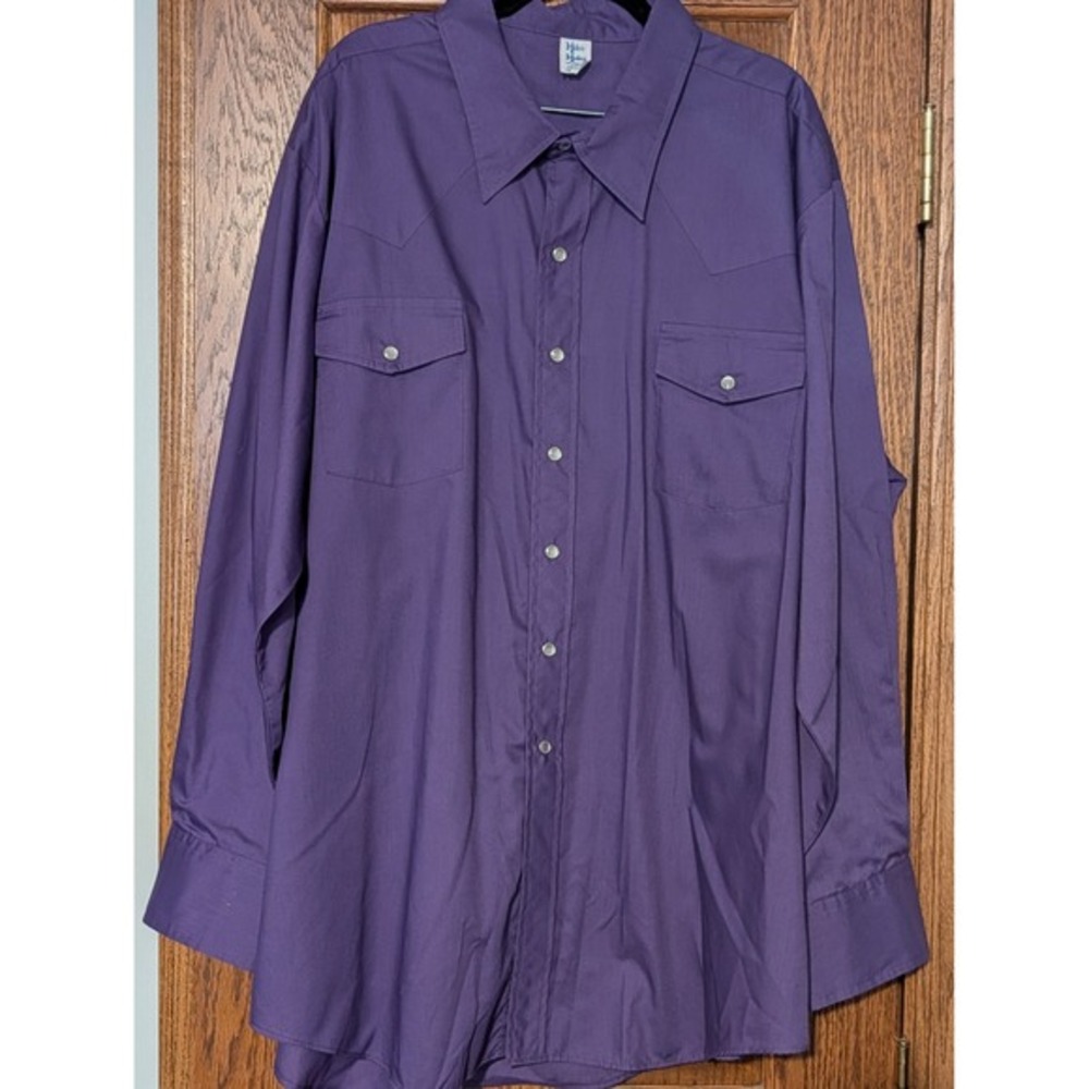 Vintage Malco Modes Purple Western Snap Front Long‎ Sleeve Shirt Size 20 36
